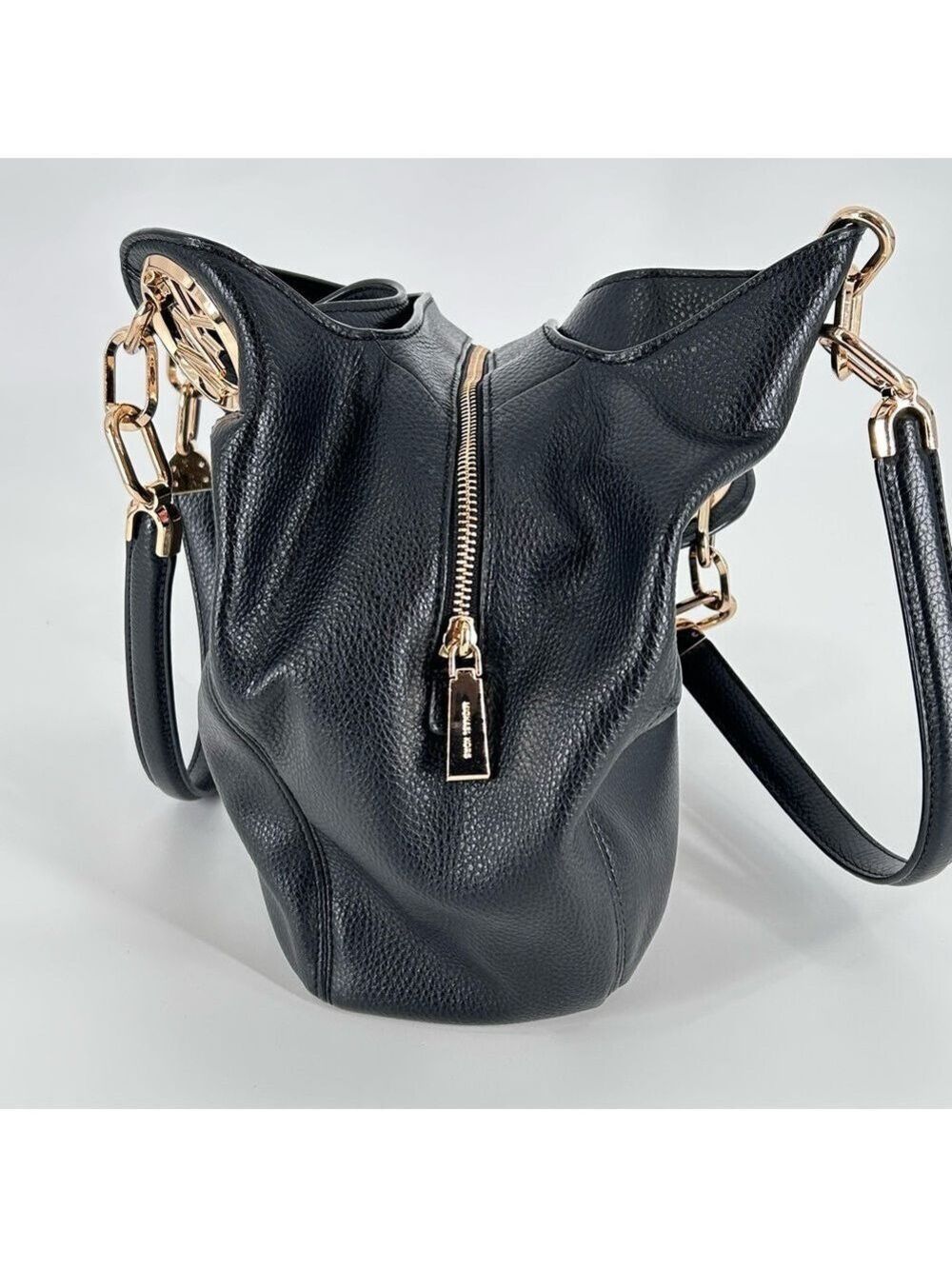 Michael Kors Lillie Large Black Pebbled Leather Shoulder Bag - Picture 6 of 16